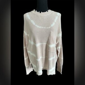 Pistola Darya distressed ribbed cream cotton sweater Women’s Size M *Oversized*